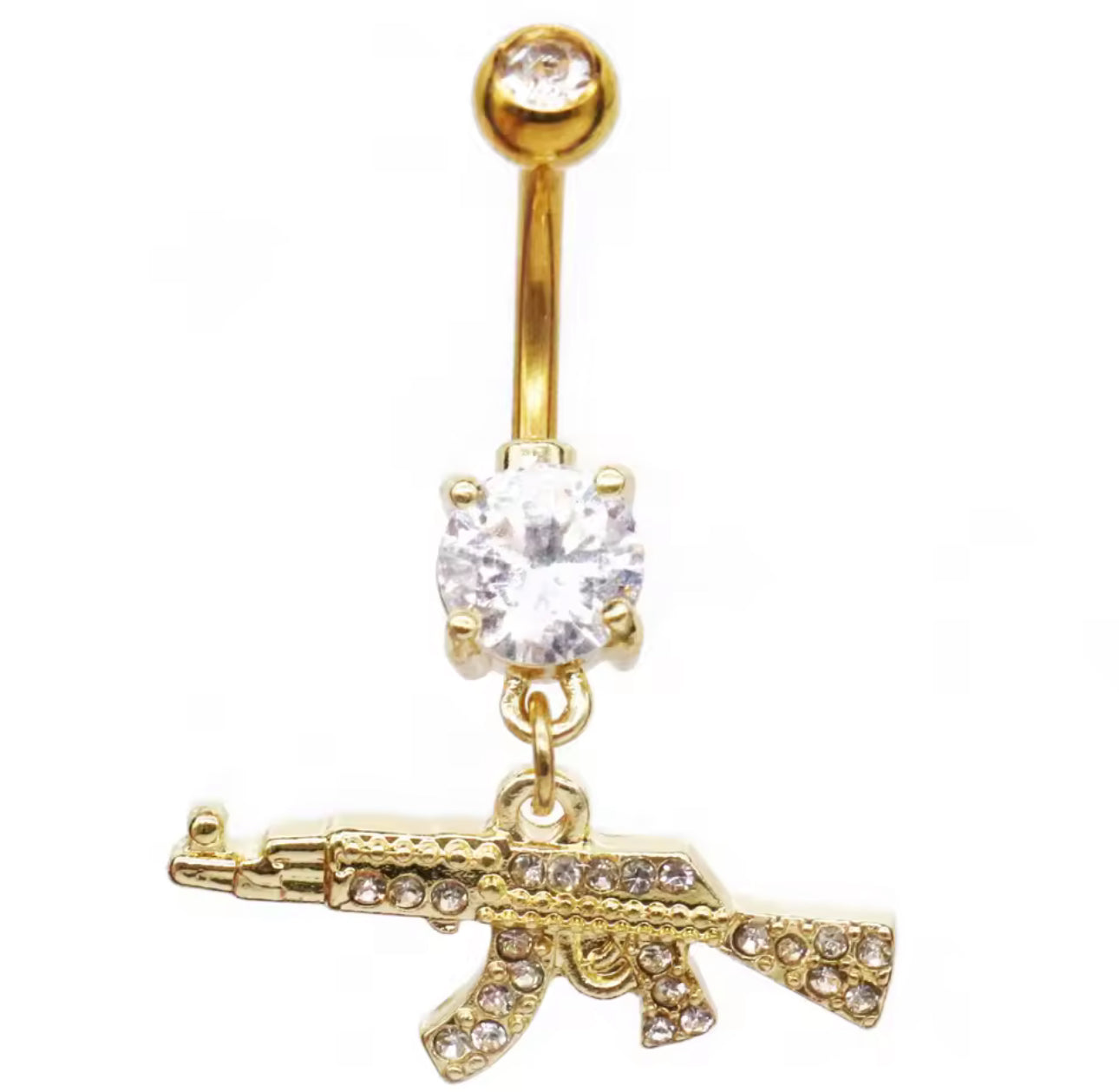 Gold Pretty AK Belly Ring